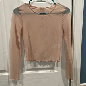 Sheer blush pink long sleeve top